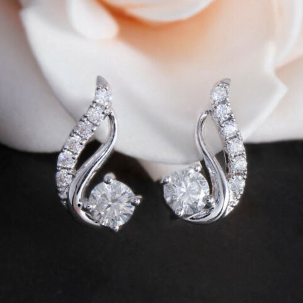 🔥New Bright 💗925 Silver Plated Shiny 💎Diamond CZ Stud Earrings, GPMB1409 - Picture 6 of 6